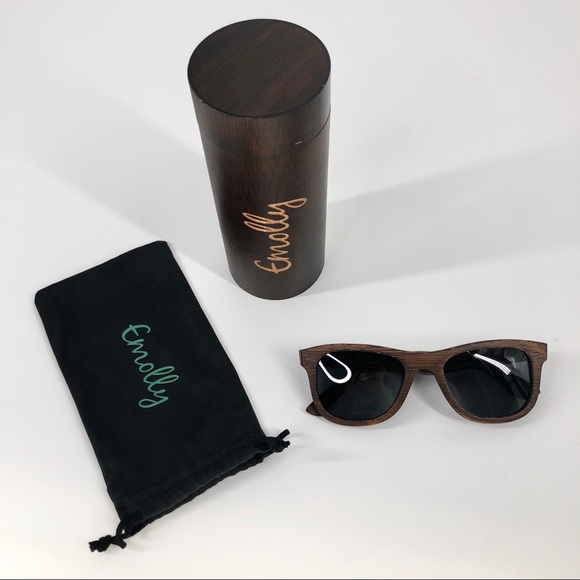 Emolly Dark Colored Bamboo Polarized Sunglasses